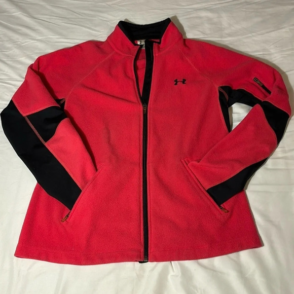Under Armour Fleece Hot Pink Full Zip Jacket Women’s Large - Picture 1 of 10